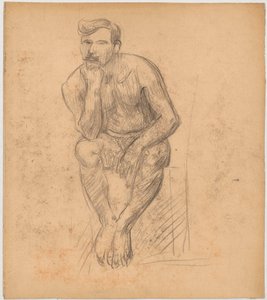 Studie av sittande manlig akt av Tadeusz Makowski