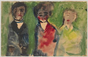 Drei weibliche Figuren in Abendkleidern av Tadeusz Makowski
