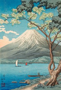 Berget Fuji vo m Yamanaka-See