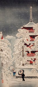 Snö i Asakusa, Yedo, Musashi-provinsen av Takahashi Hiroaki