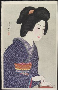 Kvinna som sitter vid en brännare, februari 1925 av Takahashi Hiroaki