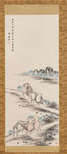 Oxar och Herdboy, 1832. av Takahashi Sohei