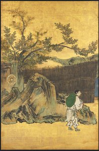 A Game of Go, från de fyra Prestationer, början av 1600-talet (glidskärm; bläck, färg och guld på papper) av Takanobu Kano