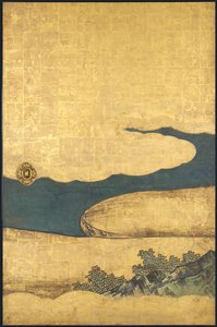 A Game of Go, från de fyra Prestationer, början av 1600-talet (glidskärm; bläck, färg och guld på papper) av Takanobu Kano