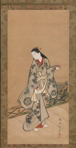 Kvinna på verandan, ca. 1730. av Takizawa Shigenobu