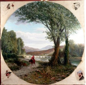 Dante springer en häst längs floden Entella eller passagen Illustration av skärselden i "" La divina commedia "" (La divine comedy) av Dante Alighieri (1265-1321) Målning av Tammar Luxoro (1824-1899) Before 1865 Genes, Civica Galleri för modern konst av Tammar Luxoro