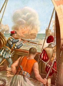 Arabiskt fartyg satte eld av den portugisiska flottan