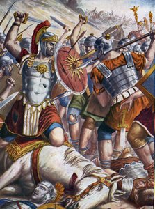 Romersk antiken: Den romerske generalen Lucullus (115-67 f.Kr.) erövrade Tigrane II och de pontiska och armeniska arméerna och beslagtog Tigranocerte (Tigranokert eller Tigranocerta) som han plundrade, Armenien, 6 oktober 69 f.Kr. (Östkrigen: romersk gener av Tancredi Scarpelli