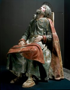 Ängeln som tillkännager Jesu födelse Detalj av Saint Joseph. Skulptur av Tanzio da Varallo (Antonio d