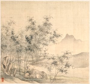 En ensam kran i bambulunden av Tao Hong