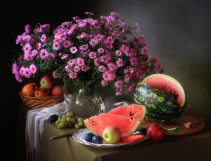 Asterblommor och frukt av Tatyana Skorokhod