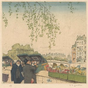 Bokhandlare på en kaj i Paris av Tavík František Šimon (signed by artist)