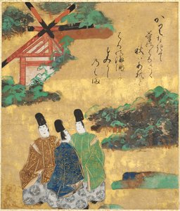 Stranden vid Sumiyoshi från berättelserna om Ise Ise Monogatari, 1600-1640.