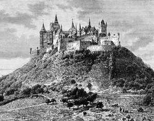 Burg Hohenzollern, söder om Stuttgart, Tyskland, 1800-talet