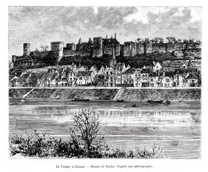 Chinon och floden Vienne, Frankrike, 1800-talet av Taylor