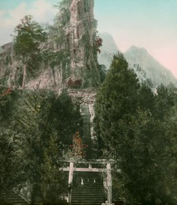 Vy över berget Myogi i Gunma Prefecture, ca 1900 - 1915 (fotografi)