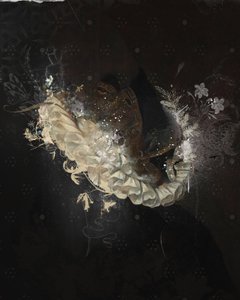 CollarFloral, 2017 (Collage på duk) av Teis Albers