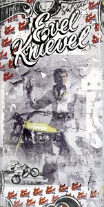 Evel Knievel, 2015 (Collage på duk) av Teis Albers
