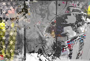Ögonkontakt, 2014 (Collage på duk)