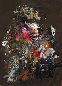 Blommor, 2018 (Collage på duk) av Teis Albers