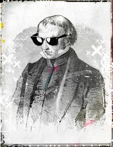 Mr. solglasögon, 2015 (Collage på duk) av Teis Albers