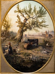 Utsikt över Arno och St. från fästningen Belvedere av Telemaco Signorini