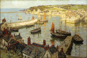 Brixham Harbor (olja på duk)