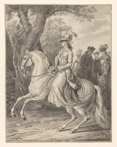 Wilhelmina av Preussen, prinsessan av Orange-Nassau, till häst av Tethart Philip Christian Haag (signed by artist)