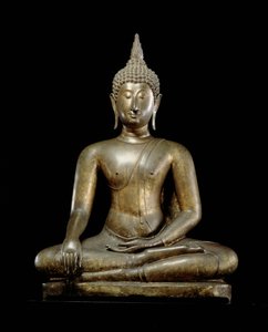 Buddha vid segerns ögonblick, Sukhothai-stil (blyad brons)