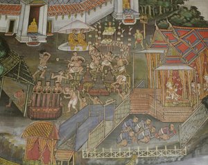 Detalj av staden Phitsanulok, Wat Bowonniwet Vihara, Bangkok av Thai School