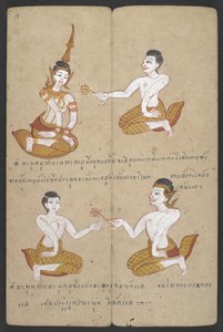 Eller 16455 f.18r, Lyckliga och oturliga kombinationer av par, från Phrommachat (pergament) av Thai School
