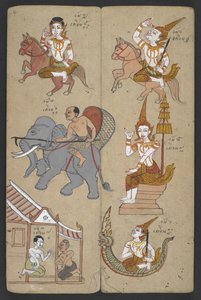 Eller 16455 f.4r, Djur från zodiaken, från Phrommachat (pergament) av Thai School