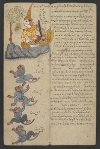 Eller 16455 f.7r, Djur från zodiaken, från Phrommachat (pergament) av Thai School