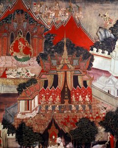 Scener från Buddhas liv, mitten av 1800-talet (väggmålning) av Thai School