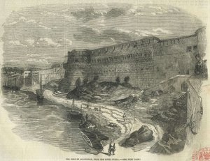Fortet i Allahabad, från floden Jumna. av The Illustrated London News