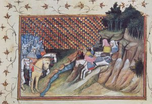 Harl 1319 f.9 MacNamara, den irländska hövdingen kommer för att konferera med earlen av Gloucester, från 