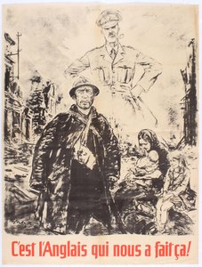 Det är engelsmännen som gjorde detta mot oss. Vichy Frankrike propagandaaffisch, 1940. av Theo Matejko