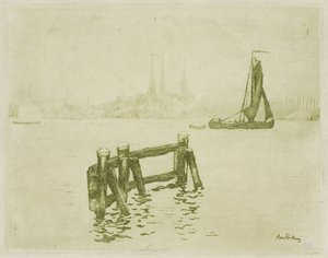 Utsikt över Amsterdam av Théo van Rysselberghe