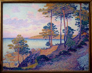 La pointe Saint Pierre a Saint Tropez Målning av Theodore Van Rysselberghe (1862-1926) (ec.belg) 1896 Luxemburg. Musee National D Art Et Histoire - Pointe Saint Pierre på Saint Tropez. Målning av Theo Van Rysselberghe (1862-1926) (Belgiska skolan)