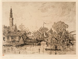 Skeppsvarv i Edam (Nederländerna) av Théo van Rysselberghe