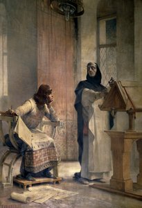 Louis IX (1214-1270), innan han blev kung av Frankrike, studerade matematik med Vincent de Beauvais (1190-1264), dominikanbror, vid klostret Royaumont. Målning av Theobald Chartran (1849-1907). Paris, La Sorbonne av Theobald Chartran