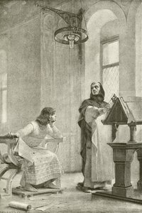 Ludvig IX:s utbildning (gravyr) av Theobald Chartran