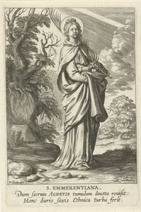 Heilige Emerentiana från Rom St. Emmerantiana (titel på objekt) Feminine heiligen (serietitel) Mirror Illuminated Virgin (serietitel) av Theodoor Galle