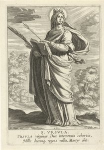 Sankta Ursula S. Vrsvla (titel på objekt) Feminine heiligen (serietitel) Mirror Illuminated Virgin (serietitel)