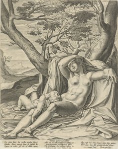 Sovande Venus och Amor