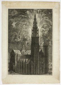 Fyrverkeri runt Antwerpens katedral, skylt 41 från Casperius Gevartius, Pompa Entroitus Honori Serenissimi Prins Ferdinand av Theodoor van Thulden