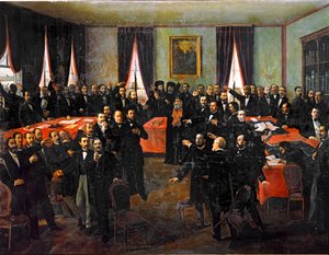 Proklamation av unionen mellan furstendömena Rumänien ... (målning på duk) av Theodor Aman