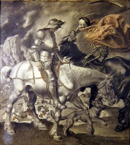 Knight Approached by Death (färgpenna på papper)