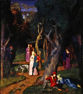 The Decameron, The Garden of the Villa (olja på panel)