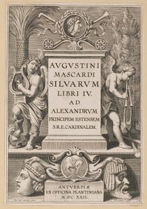 Titelsida för Agostino Mascardi, Silvarium Libri IV av Theodor Galle after Sir Peter Paul Rubens